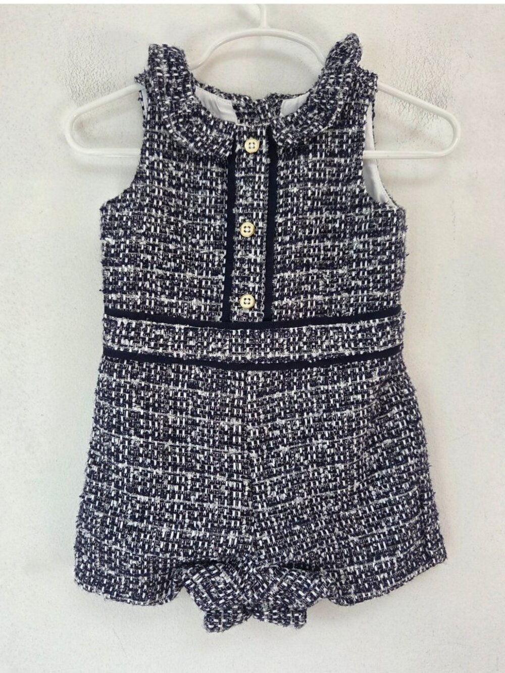 Janie and Jack Navy Blue Tweed Romper One Piece Outfit 12-18 Months